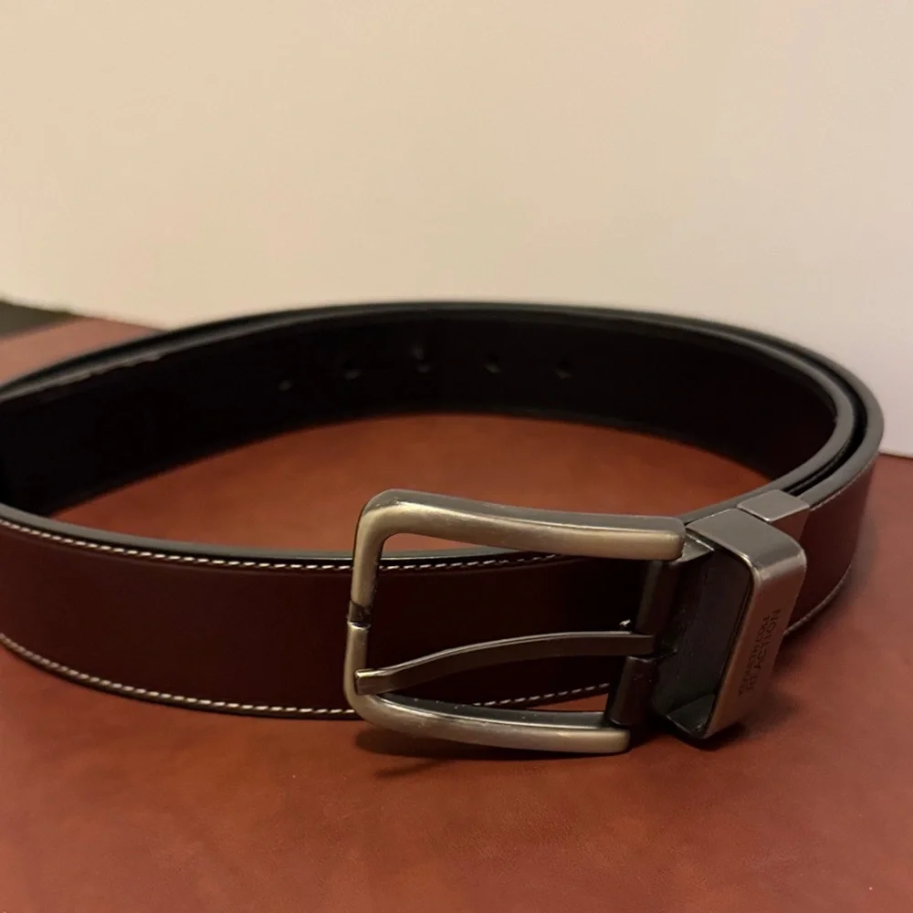 Reaction Kenneth Cole Brown Belt with Silver Buckle